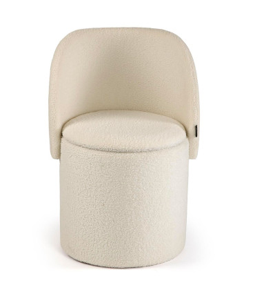 Chaise d'appoint pouf avec rangement tissu bouclette beige 51x46.5x71cm