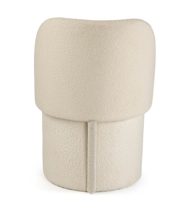 Chaise d'appoint pouf avec rangement tissu bouclette beige 51x46.5x71cm