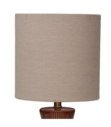 Lampe à poser en céramique marron et abat-jour gris 18x18x39cm