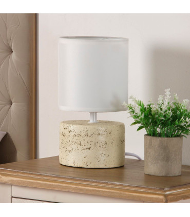 Table Lamp ceramic beige and white 13x13x24cm