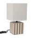 Lampe à poser carrée en céramique rayée grise et blanche 14x14x27.5cm