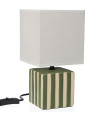 Lampe à poser carrée en céramique rayée verte et beige 14x14x27.5cm