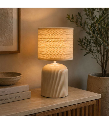 Lampe à poser céramique beige 18x18x31.5cm