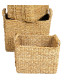 Set de 3 paniers rectangulaires tressés en jacinthe d'eau 45x35x35cm