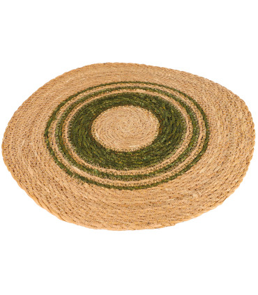 Set de table rond en jute beige et vert 37cm