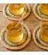 Set of 4 green and beige jute coasters Ø10cm
