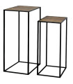 Set of 2 black Metal and Wood Consoles 27x27x70cm