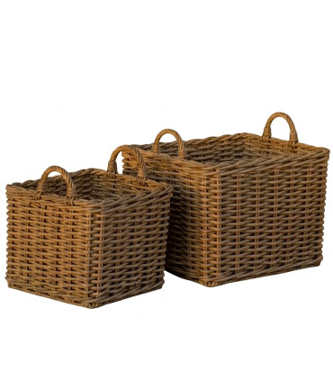 Set de 2 grands paniers carrés tressés 43x45cm