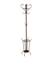 Portemanteau sur pied en métal marron avec porte-parapluies 38x38x177cm