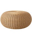 Pouf extérieur tressé plastique beige 70x70x37cm