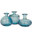 Set de 3 vases en verre bleu 12cm
