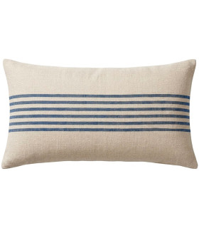 Coussin en coton beige rayures bleues 40x60cm