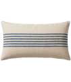 Coussin rectangulaire en coton beige rayures bleues 40x60cm