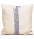 Coussin carré en coton beige rayures bleues 50x50cm
