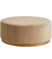 Big pouffe round beige and wood 80x80x41cm
