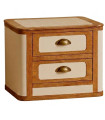 Bedside Table 2 Drawers wood and beige polyester 45x36x45cm