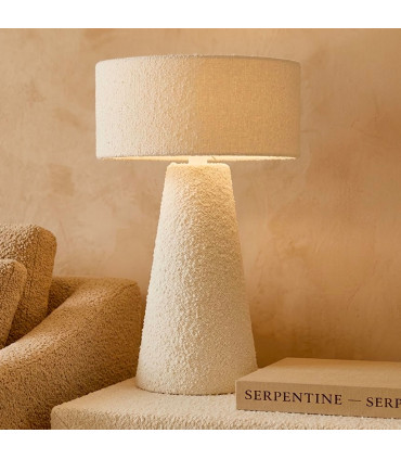 Lampe à poser en tissu chenille blanc 35x35x50cm