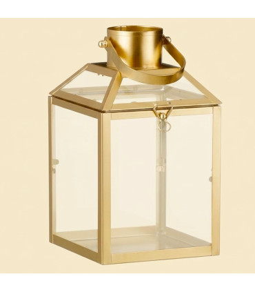 Gold metal lantern 12.5x11x22.5cm