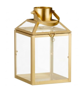 Gold metal lantern 12.5x11x22.5cm