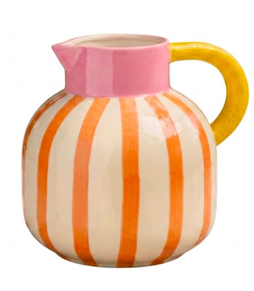 Pichet en porcelaine rayé orange 18x15x20cm