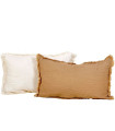 Set de 2 coussins à frange en bambula blanc et beige 40x60cm
