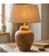 Lampe à poser bois de manguier et abat-jour coton beige 34.5x34.5x45cm