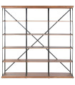 Étagère bibliothèque seesham et métal noir 213x43x220cm