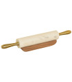 Kitchen Rolling pin white marbre and acacia wood 45x5.5x8cm