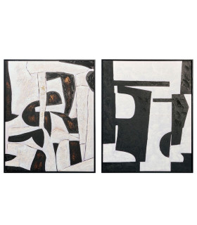 Set of 2 wall frames abstract black and white 70x90cm