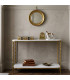 Console classique en métal noir et marbre blanc 160x35x78cm