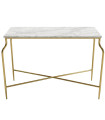 Console classique en métal doré et marbre blanc 109x35x76cm