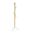 White and wood standing coat rack 40x40x175cm