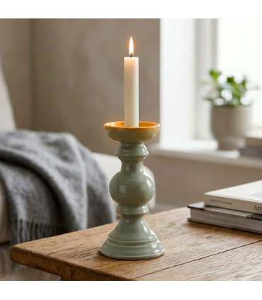 Candle Holder green ceramic 10x10x20cm