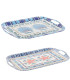 Set de 2 plateaux de service mélaminé feuilles 40.5x29x2.5cm