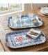 Set de 2 plateaux de service mélaminé feuilles 40.5x29x2.5cm