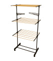 Clothes Rack wood and black Plastic 80x42x165cm