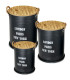 Set de 3 tables d'appoint métal noir et bois 34x34x41cm