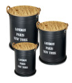Set of 3 side Tables black metal and wood 34x34x41cm