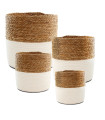 Set de 4 paniers ronds tressés en jacinthe d'eau blancs