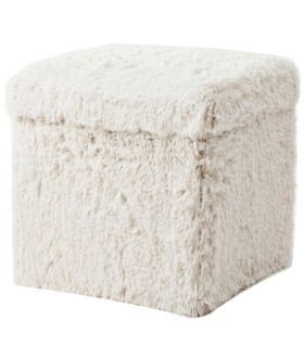 Pouf coffre de rangement moumoute beige 38x38x38cm