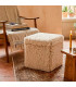 Pouf coffre de rangement moumoute beige 38x38x38cm