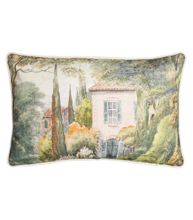 Coussin coton et lin multicolore paysage 45x30cm