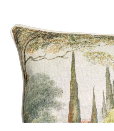 Coussin coton et lin multicolore paysage 45x30cm