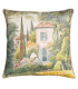 Coussin carré coton et lin multicolore paysage 45x45cm