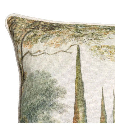 Coussin carré coton et lin multicolore paysage 45x45cm