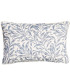 Rectangular decorative cushion linen and cotton leaves blue and white 45x30cm