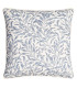 Coussin carré coton et lin feuillage bleu et blanc 45x45cm