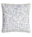 Coussin carré coton et lin feuillage bleu et blanc 45x45cm