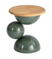 Table d'appoint design en métal vert et bois 41x41x46.5cm