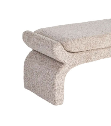 Banquette bout de lit tissu beige 115x43x45cm
